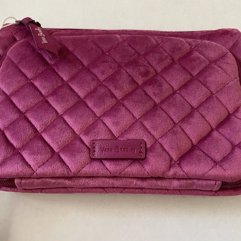 Vera Bradley Majestic Magenta Velvet Zip Closure Travel Compact Organizer NWT